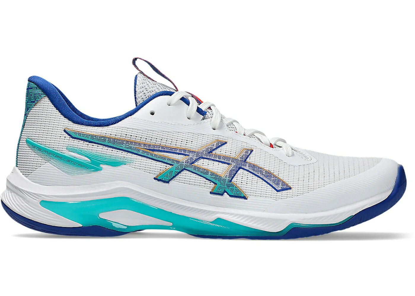 アシックス 白色 ホワイト 青色 ブルー スニーカー メンズ ASICS NETBURNER BALLISTIC FF 4 WHITE BLUE / WHITE ASICS BLUE