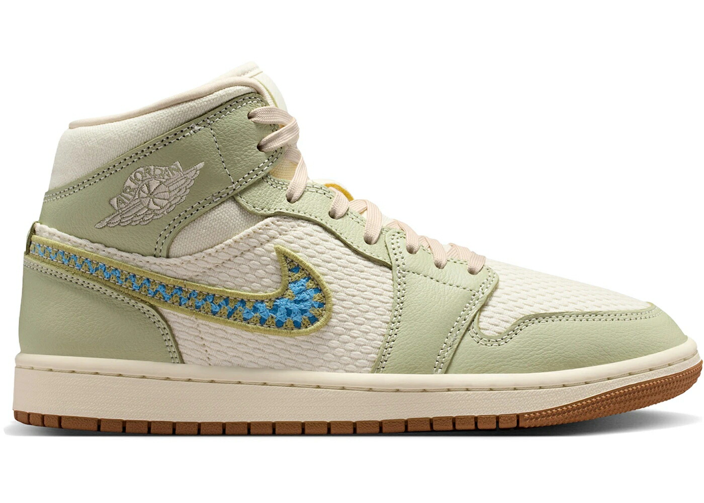 ナイキ ジョーダン ミッド オリーブ 雰囲気 青み 青色 WOMEN\u0027S スニーカー レディース JORDAN 1 MID SE OLIVE AURA (WOMEN\u0027S) / OLIVE AURA LAWN UNIVERSITY BLUE