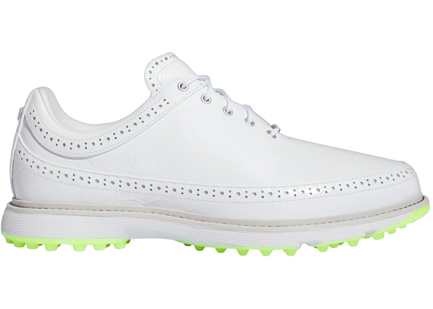 アディダス ゴルフ 白色 ホワイト 銀色 シルバー スニーカー メンズ ADIDAS MC80 SPIKELESS GOLF CLOUD WHITE MATTE SILVER LUCID LEMON / CLOUD WHITE MATTE SILVER LUCID