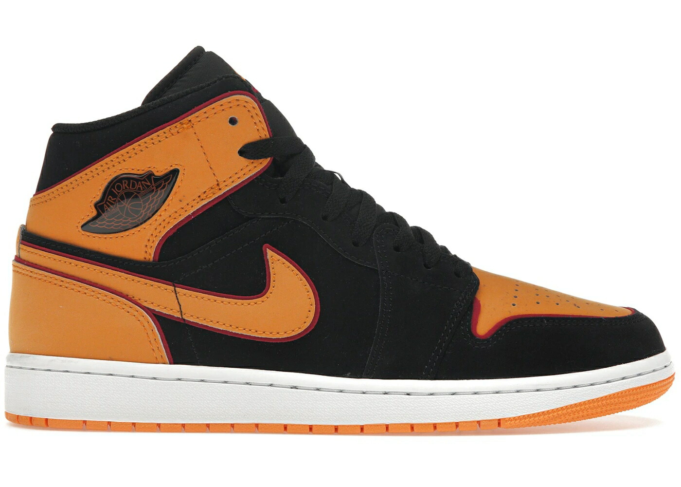 ナイキ ジョーダン ミッド 黒いこと 黒いこと 橙 オレンジ色 スニーカー メンズ JORDAN 1 MID FAT TONGUE BLACK ORANGE / BLACK ORANGE