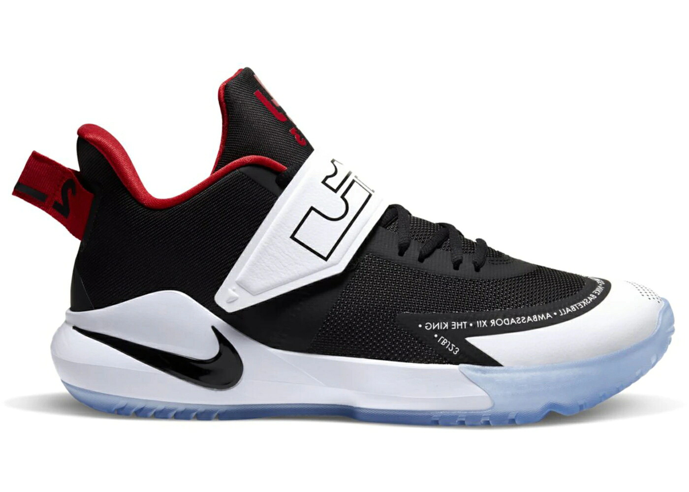 ナイキ レブロン アンバサダー 黒色 ブラック 白色 ホワイト 赤 レッド スニーカー メンズ NIKE LEBRON AMBASSADOR 12 BLACK / BLACK WHITE RED