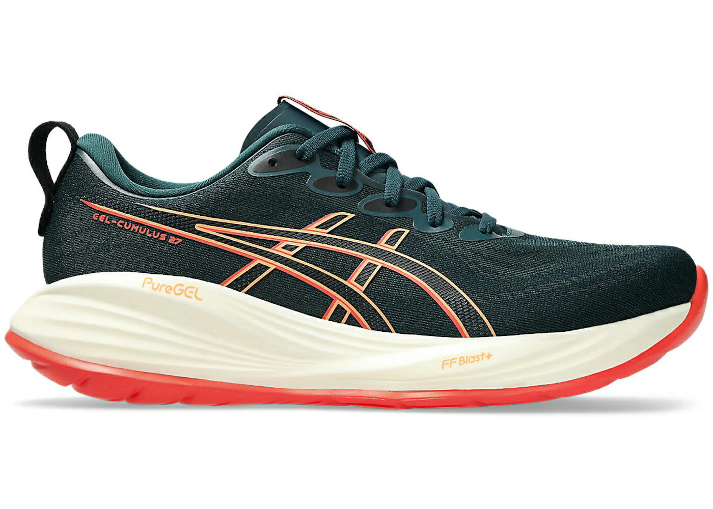 アシックス 緑 グリーン スニーカー メンズ ASICS GEL-CUMULUS 27 SAXON GREEN CORAL REEF / SAXON GREEN CORAL REEF