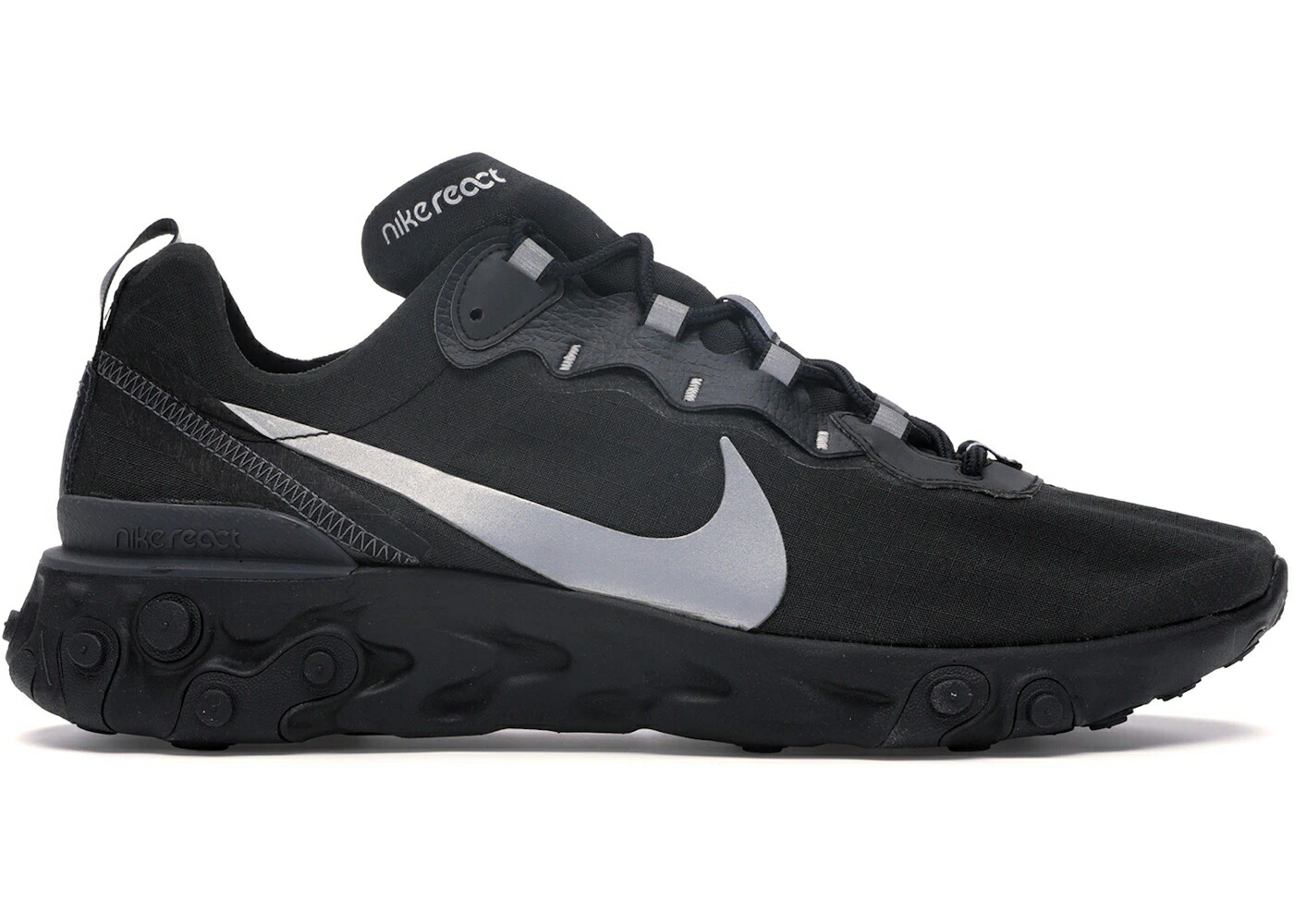 ナイキ リアクト エレメント 黒色 ブラック スニーカー メンズ NIKE REACT ELEMENT 55 BLACK REFLECT / BLACK ANTHRACITE