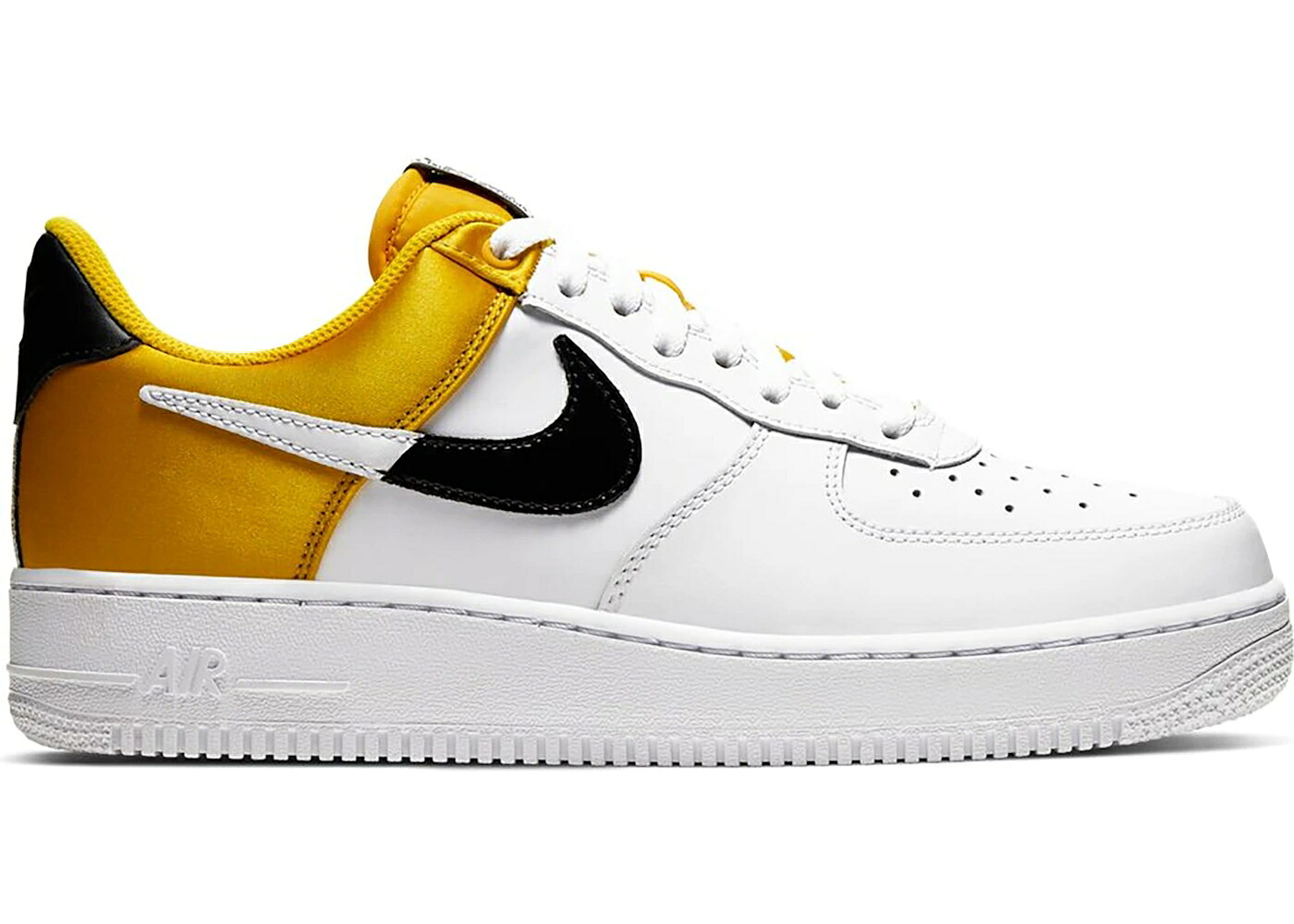 ナイキ 繻子 黒いこと 黒いこと 白いこと 白いこと 空軍 スニーカー メンズ NIKE AIR FORCE 1 LOW AMARILLO SATIN / AMARILLO BLACK WHITE WHITE