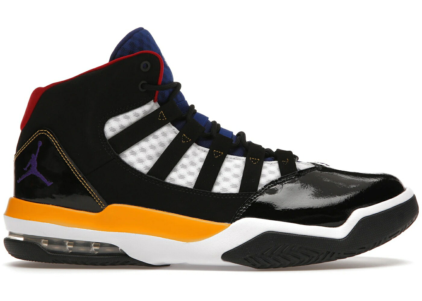 ナイキ ジョーダン マックス オーラ 黒色 ブラック 白色 ホワイト ラッシュ 青色 ブルー コート スニーカー メンズ JORDAN MAX AURA RIVALS / BLACK WHITE RUSH BLUE COURT