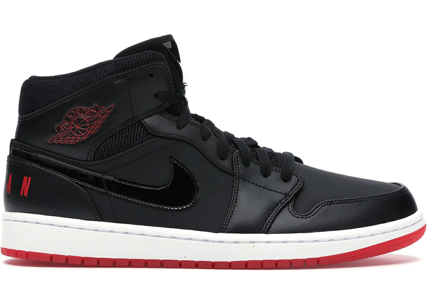 ナイキ ジョーダン ミッド 黒いこと 黒いこと 赤 赤いこと 白いこと 白いこと スニーカー メンズ JORDAN 1 MID BLACK UNIVERSITY RED / BLACK UNIVERSITY RED WHITE スニーカー-靴-メンズ靴
