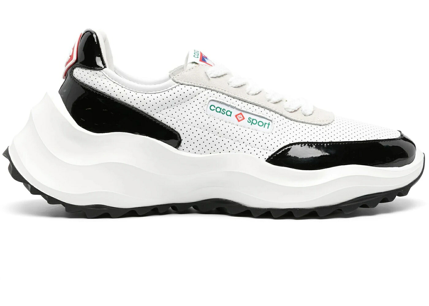 カサブランカ なめし革 調教師 白いこと 白いこと 黒いこと 黒いこと スニーカー メンズ CASABLANCA ATLANTIS LEATHER TRAINER WHITE BLACK / WHITE BLACK