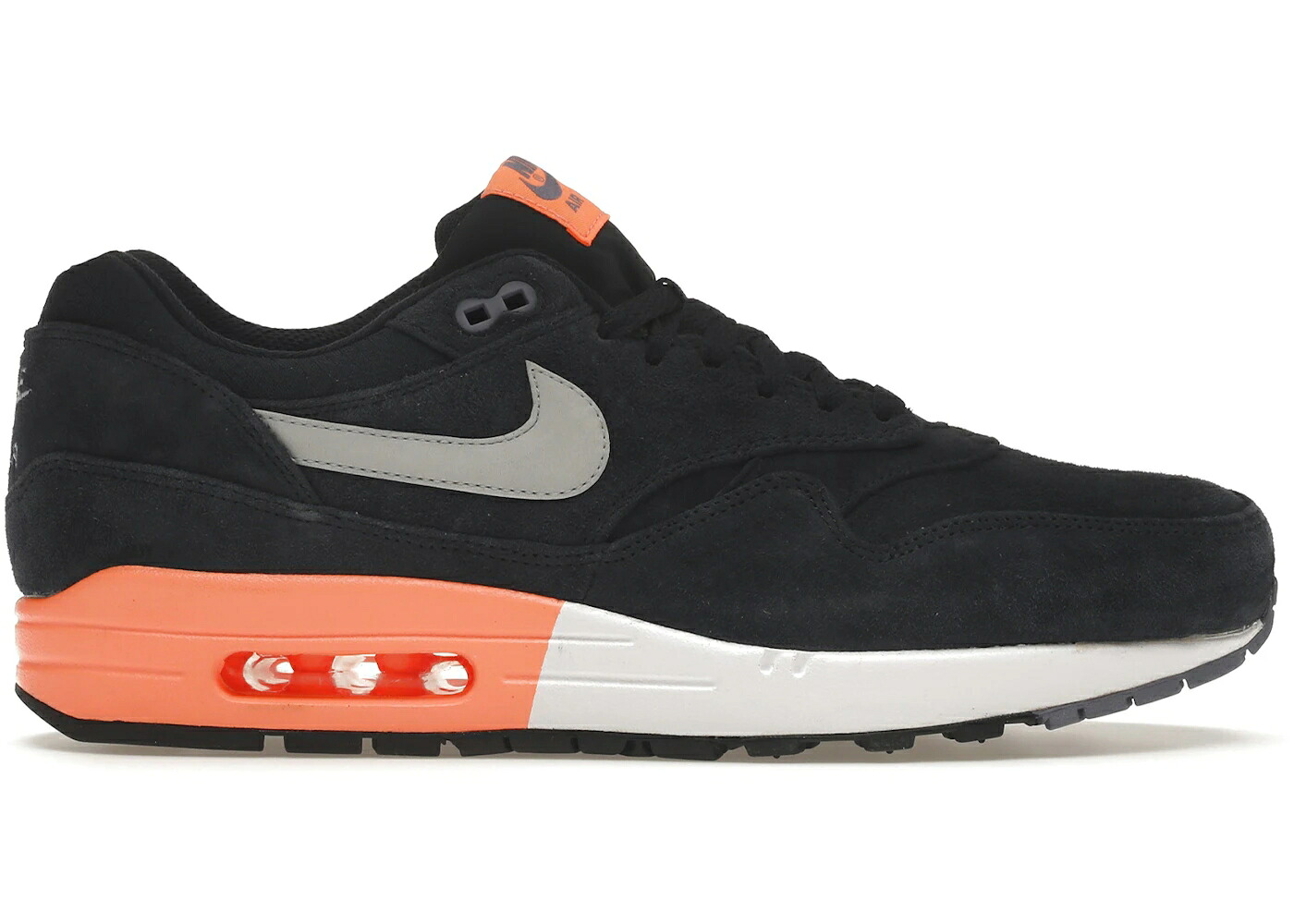 ナイキ マックス 橙 オレンジ色 しろがね色 しろがね色 エア湖マックス スニーカー メンズ NIKE AIR MAX 1 DARK OBSIDIAN ATOMIC ORANGE / DARK OBSIDIAN METALLIC SILVER