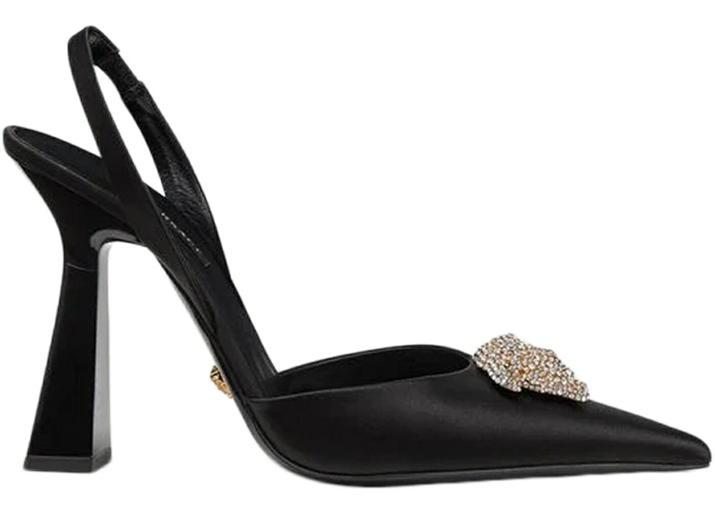 ヴェルサーチェ 天使の都市 黒いこと 黒いこと 繻子 スニーカー レディース VERSACE CRYSTAL 天使の都市 MEDUSA 110MM SLINGBACK PUMPS BLACK SATIN /