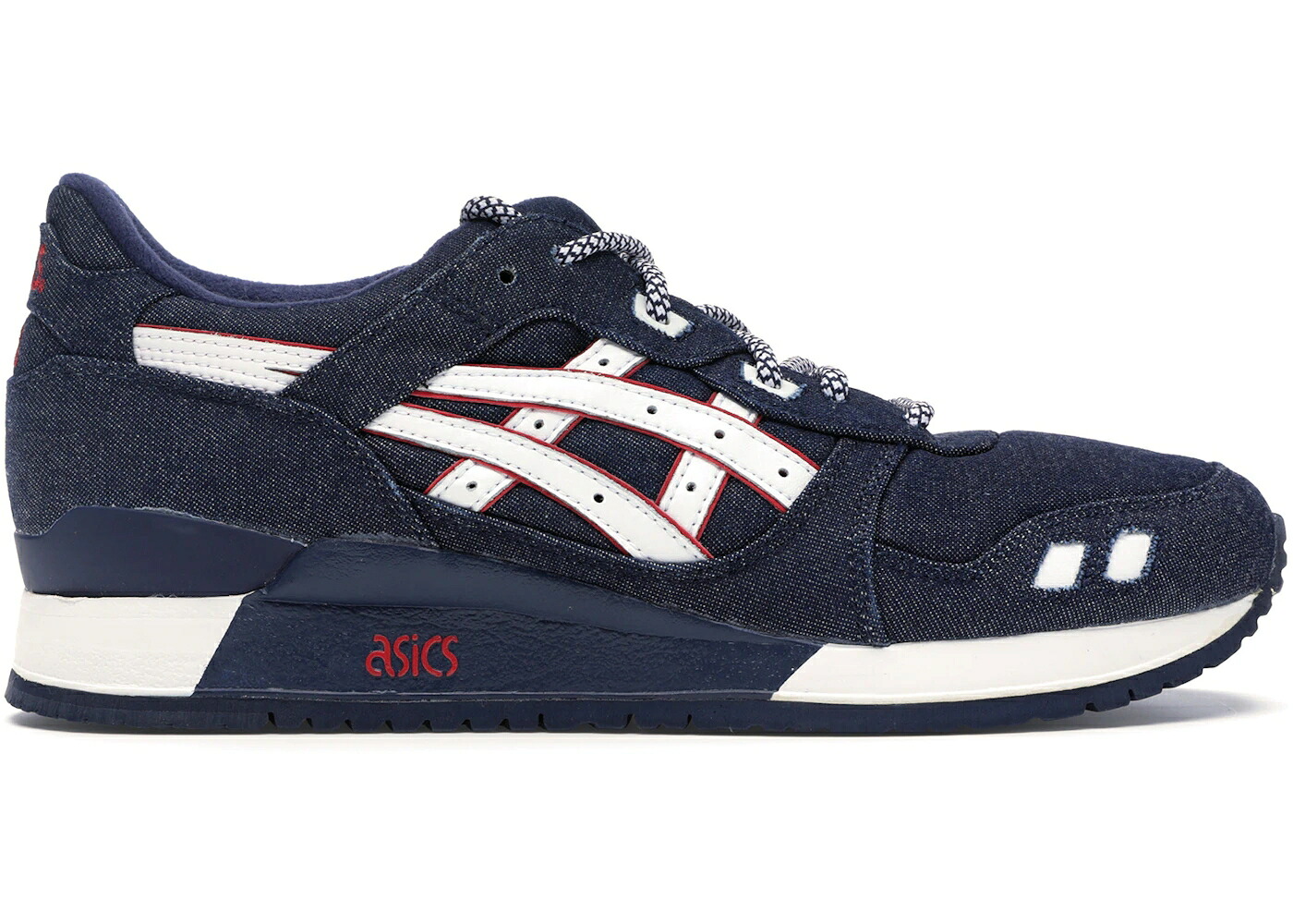 アシックス 先だつものともし火 ジーンズ 白いこと 白いこと 赤 赤いこと スニーカー メンズ ASICS GEL-LYTE III RONNIE FIEG SELVEDGE DENIM / DENIM WHITE RED