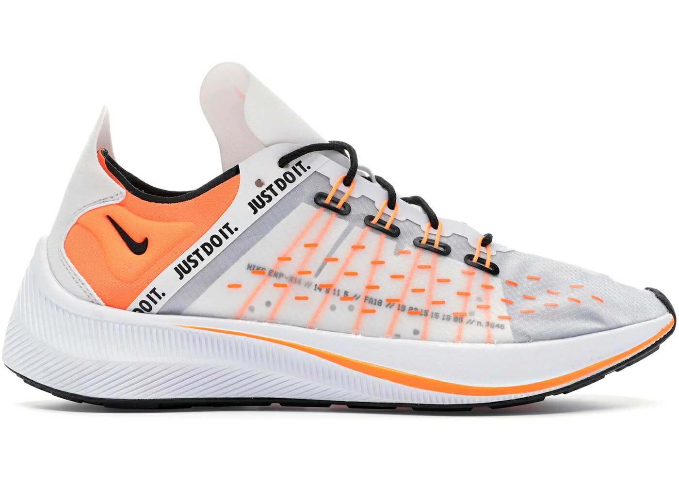 ナイキ 白色 ホワイト 橙 オレンジ 黒色 ブラック スニーカー メンズ NIKE EXP-X14 JUST DO IT PACK WHITE / WHITE TOTAL ORANGE BLACK WOLF