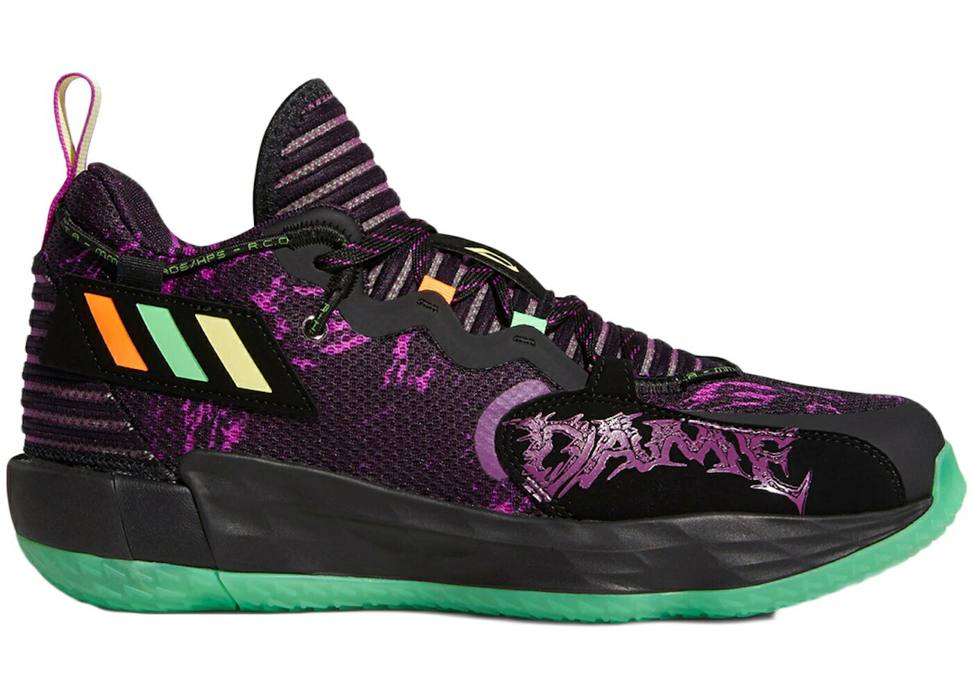 アディダス コア 黒色 ブラック 緑 グリーン スニーカー メンズ ADIDAS DAME 7 EXTPLY HALLLOWEEN / CORE BLACK SCREAMING GREEN