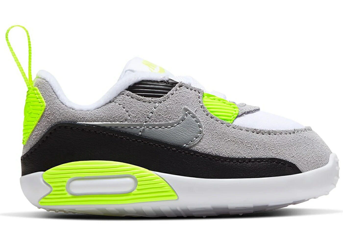 ナイキ マックス 白色 ホワイト 灰色 グレー 黒色 ブラック エアマックス ジュニア キッズ NIKE AIR MAX 90 OG VOLT (2020) (I) / WHITE PARTICLE GREY BLACK VOLT ベビー マタニティ スニーカー