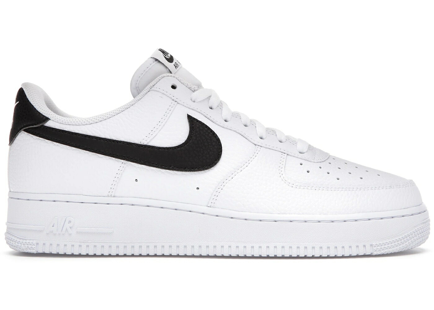 ナイキ 白色 ホワイト 黒色 ブラック レザー エアフォース 07 スニーカー メンズ NIKE AIR FORCE 1 LOW WHITE BLACK PEBBLED LEATHER / WHITE BLACK
