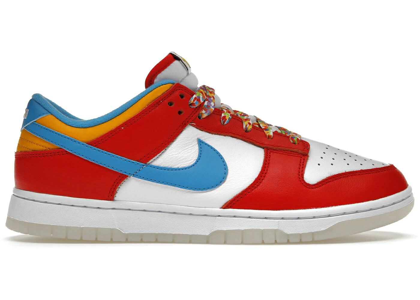 ナイキ ダンク レブロン ジェームズ 赤 レッド レーザー 青色 ブルー 白色 ホワイト ダンクロー スニーカー メンズ NIKE DUNK LOW QS LEBRON JAMES FRUITY PEBBLES / HABANERO RED LASER BLUE WHITE｜スニケス