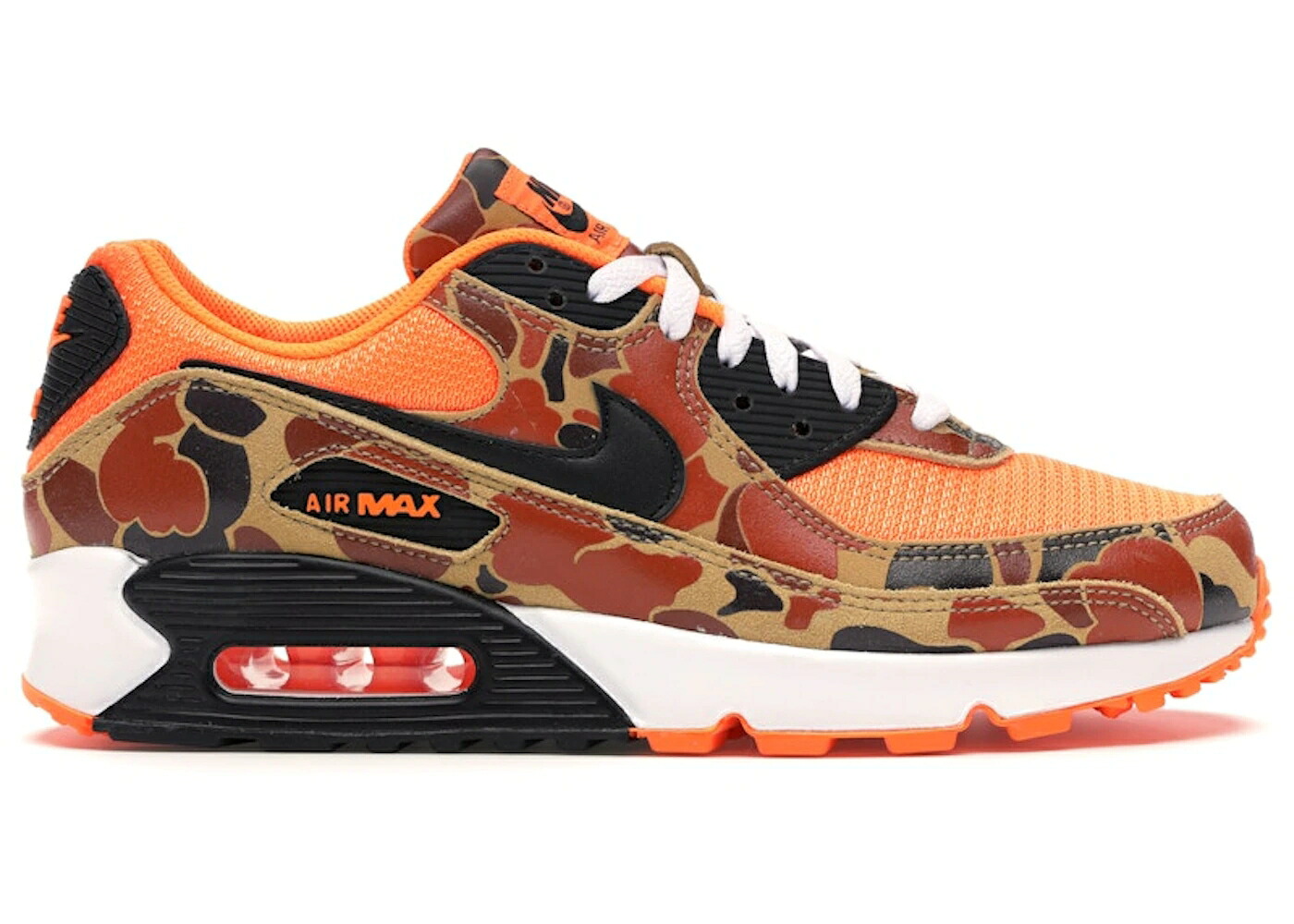 ナイキ マックス 間鴨柄 橙 オレンジ色 黒いこと 黒いこと エア湖マックス スニーカー メンズ NIKE AIR MAX 90 DUCK CAMO ORANGE / TOTAL ORANGE BLACK