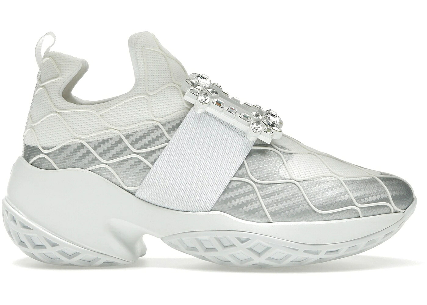 ラン 銀色 シルバー バックル VIV' WOMEN'S スニーカー レディース ROGER VIVIER ROGER VIVIER RUN FABRIC SILVER CRYSTAL BUCKLE (WOMEN'S) /