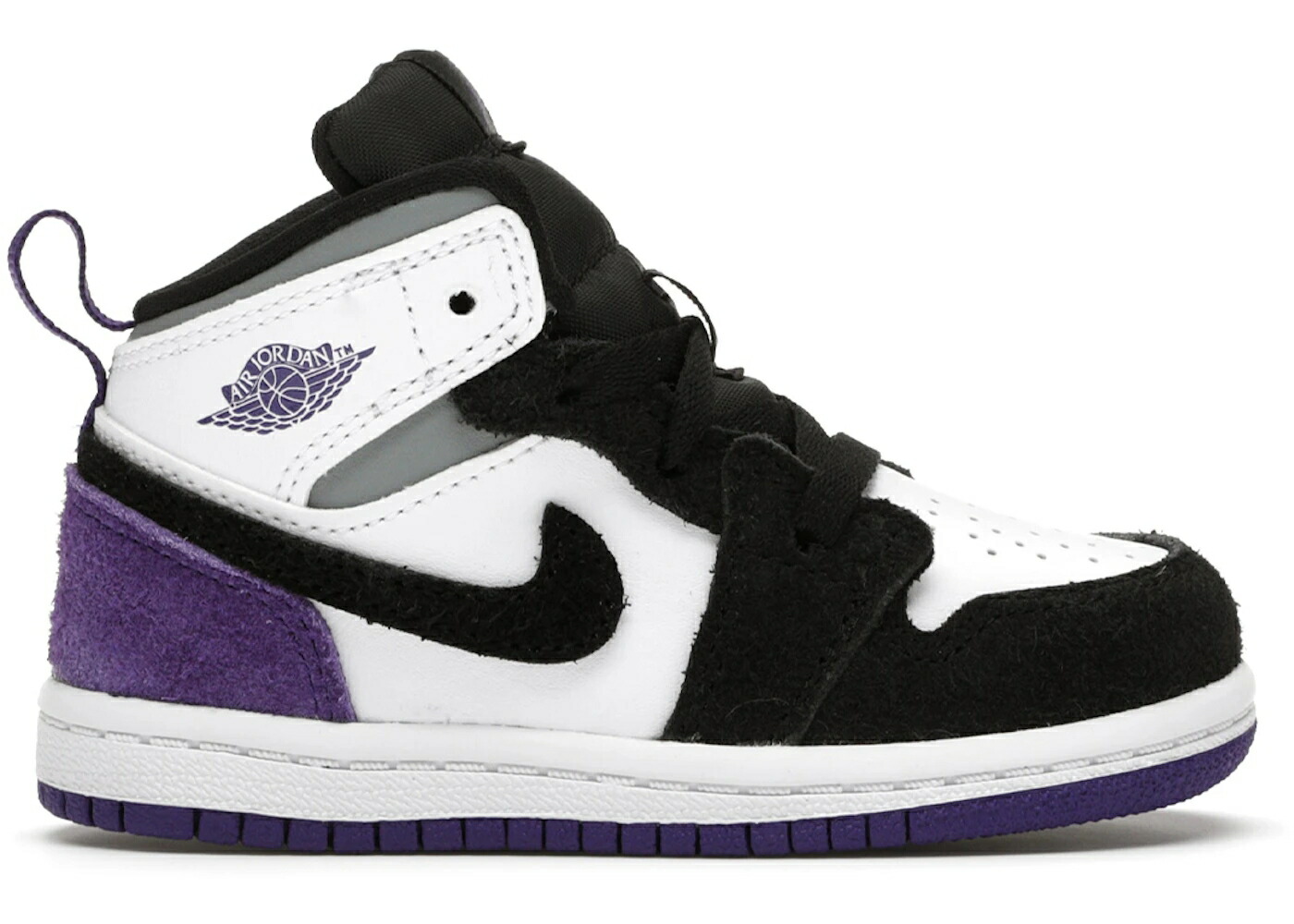ナイキ ジョーダン ミッド 紫 パープル 白いこと 白いこと 黒いこと 黒いこと お坊っちゃん キッズ JORDAN 1 MID SE PURPLE (TD) / WHITE BLACK LIGHT SOLAR FLARE