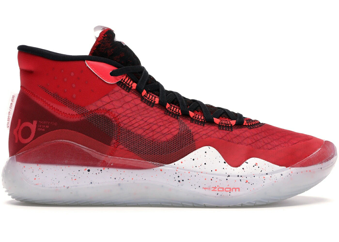 ナイキ 赤 レッド 黒色 ブラック 白色 ホワイト スニーカー メンズ NIKE KD 12 UNIVERSITY RED / UNIVERSITY RED BLACK WHITE