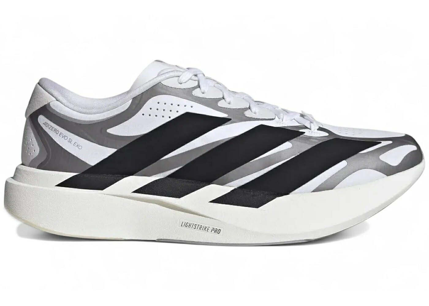 アディダス アディゼロ 白色 ホワイト 黒色 ブラック 銀色 シルバー スニーカー メンズ ADIDAS ADIZERO EVO SL EXO WHITE BLACK SILVER / WHITE BLACK SILVER