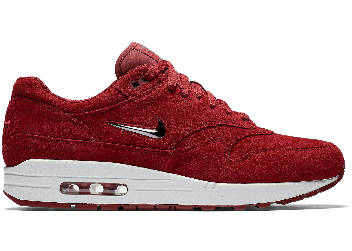 ナイキ マックス チーム 赤 レッド 灰色 グレー エアマックス スニーカー メンズ NIKE AIR MAX 1 JEWEL TEAM RED / TEAM RED METALLIC DARK GREY