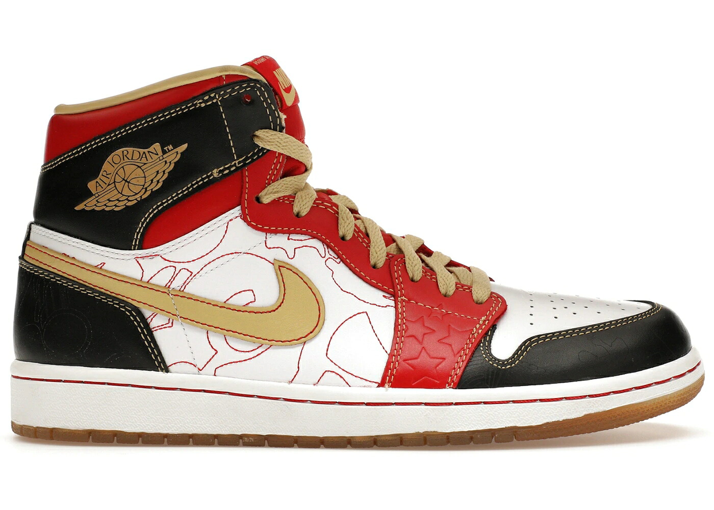 ナイキ ジョーダン 黒色 ブラック ゴールド 赤 レッド 白色 ホワイト スニーカー メンズ JORDAN 1 RETRO XQ (2013) / BLACK GOLD DUST SPORT RED WHITE
