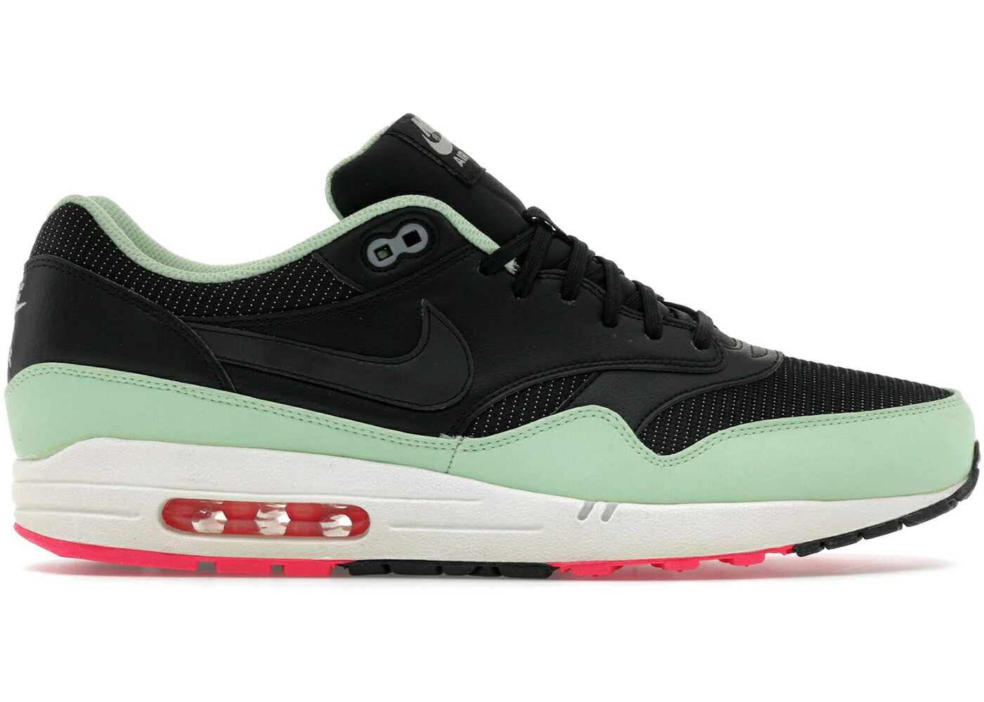 ナイキ マックス 黒いこと 黒いこと 生新しい サクラ色 エア湖マックス スニーカー メンズ NIKE AIR MAX 1 FB YEEZY / BLACK BLACK FRESH MINT PINK