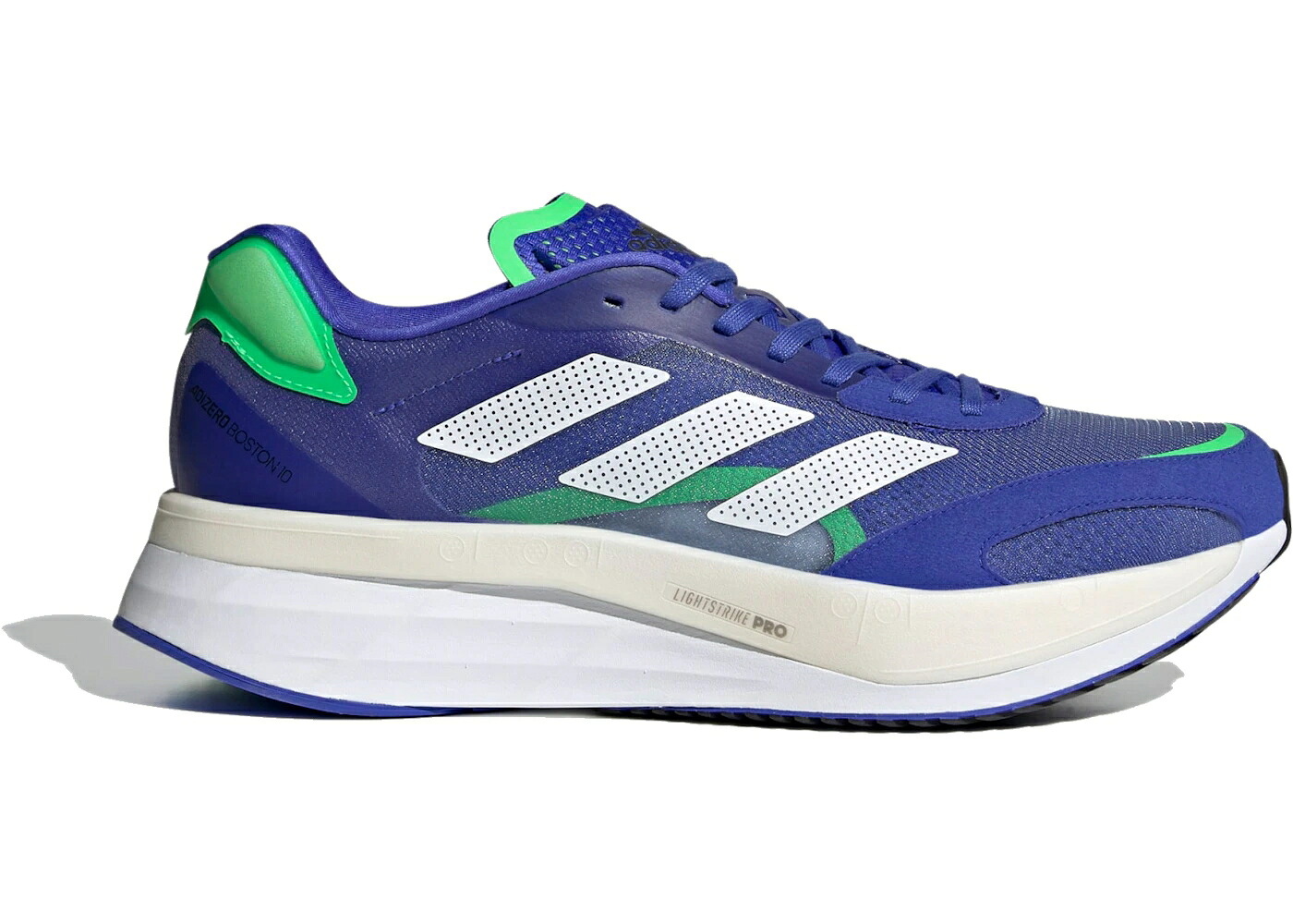 アディダス アディゼロ ボストン 緑 グリーン 白色 ホワイト スニーカー メンズ ADIDAS ADIZERO BOSTON 10 SONIC INK SCREAMING GREEN / SONIC INK CLOUD WHITE SCREAMING
