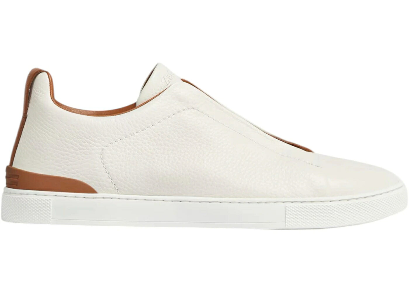 白いこと 白いこと スニーカー メンズ ZEGNA DEERSKIN TRIPLE STITCH OFF WHITE/BROWN / OFF WHITE