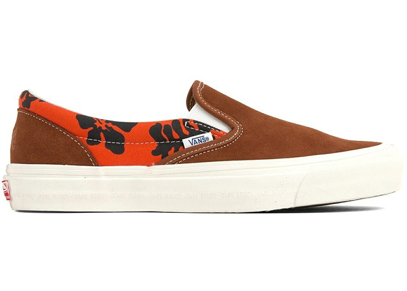 ヴァンズ バンズ スリッポン 橙 オレンジ レザー 茶色 ブラウン スニーカー メンズ VANS SLIP-ON MODERNICA ORANGE HAWAIIAN PRINT / LEATHER BROWN HAWAIIAN｜スニケス
