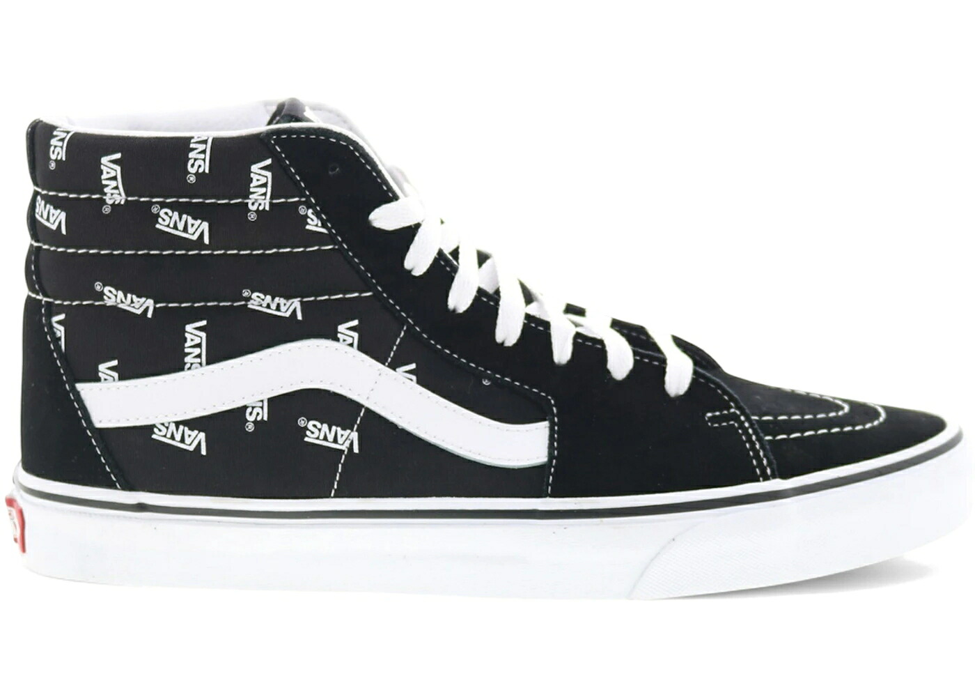 ヴァンズ バンズ 滑るご機嫌 ロゴタイプ 黒いこと 黒いこと 白いこと 白いこと スニーカー メンズ VANS SK8-HI ALLOVER LOGO BLACK / BLACK TRUE WHITE