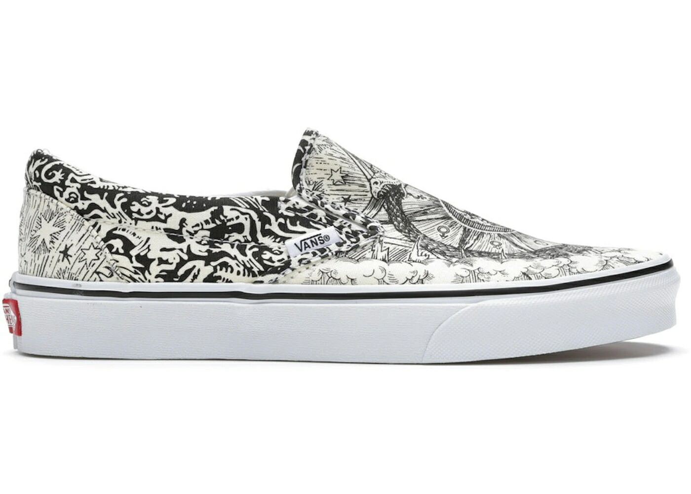 ヴァンズ バンズ スリッポン 黒色 ブラック 白色 ホワイト スニーカー メンズ VANS SLIP-ON OUROBOROS / BLACK TRUE WHITE