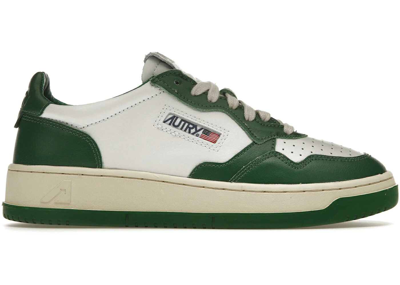 なめし革 緑 緑であること 白いこと 白いこと 皮膚軟化剤 スニーカー メンズ AUTRY MEDALIST LEATHER LOW GREEN WHITE / GREEN WHITE CREAM