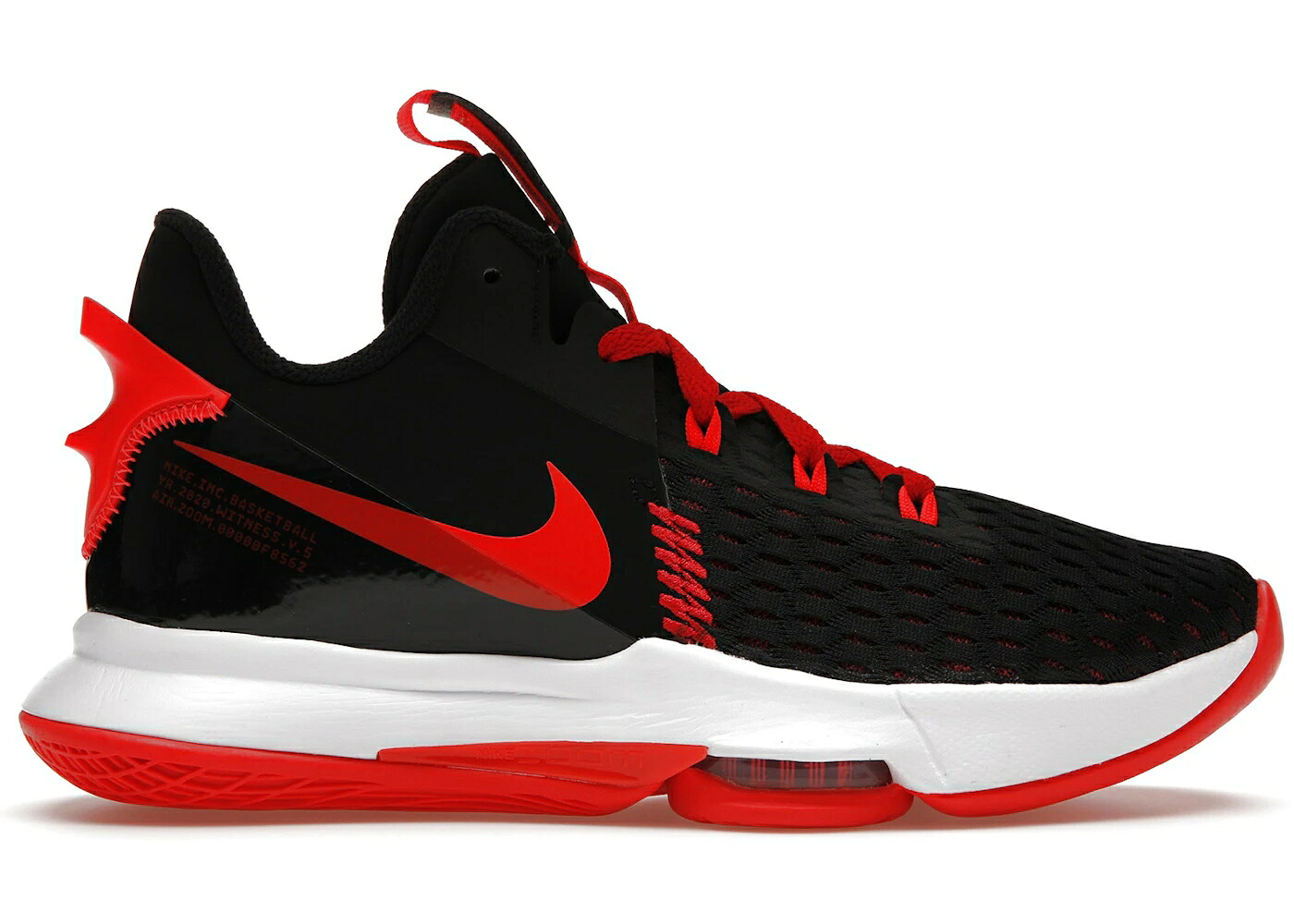 ナイキ レブロン 黒いこと 黒いこと 赤 赤いこと 白いこと 白いこと ウィットネス スニーカー メンズ NIKE LEBRON WITNESS 5 BRED / BLACK UNIVERSITY RED WHITE