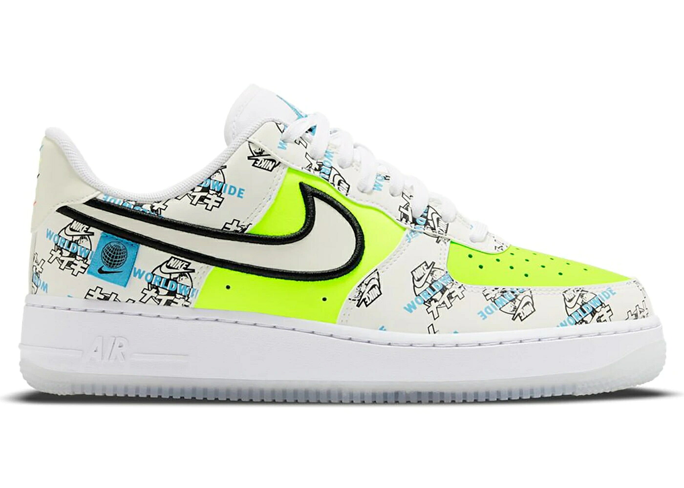 ナイキ 白いこと 白いこと 黒いこと 黒いこと 青味 青味 空軍 スニーカー メンズ NIKE AIR FORCE 1 LOW WORLDWIDE KATAKANA WHITE / WHITE WHITE BLACK VOLT BLUE FURY