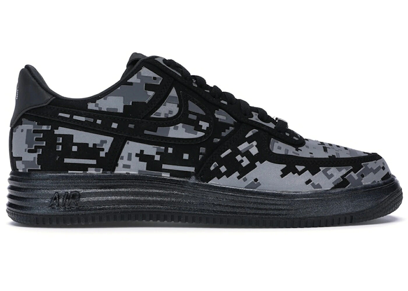 ナイキ ルーナー ルナー カモ柄 黒色 ブラック 銀色 シルバー 灰色 グレー スニーカー メンズ NIKE LUNAR FORCE 1 LOW DIGI CAMO BLACK / BLACK REFLECT SILVER DARK GREY