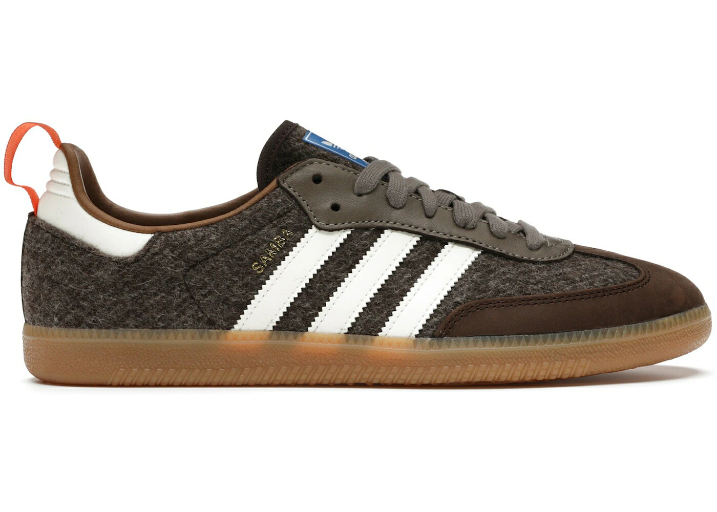 アディダス サンバ フォックス 茶色 ブラウン 白色 ホワイト スニーカー メンズ ADIDAS SAMBA FOX TWEED DARK BROWN / DARK BROWN OFF WHITE SIMPLE