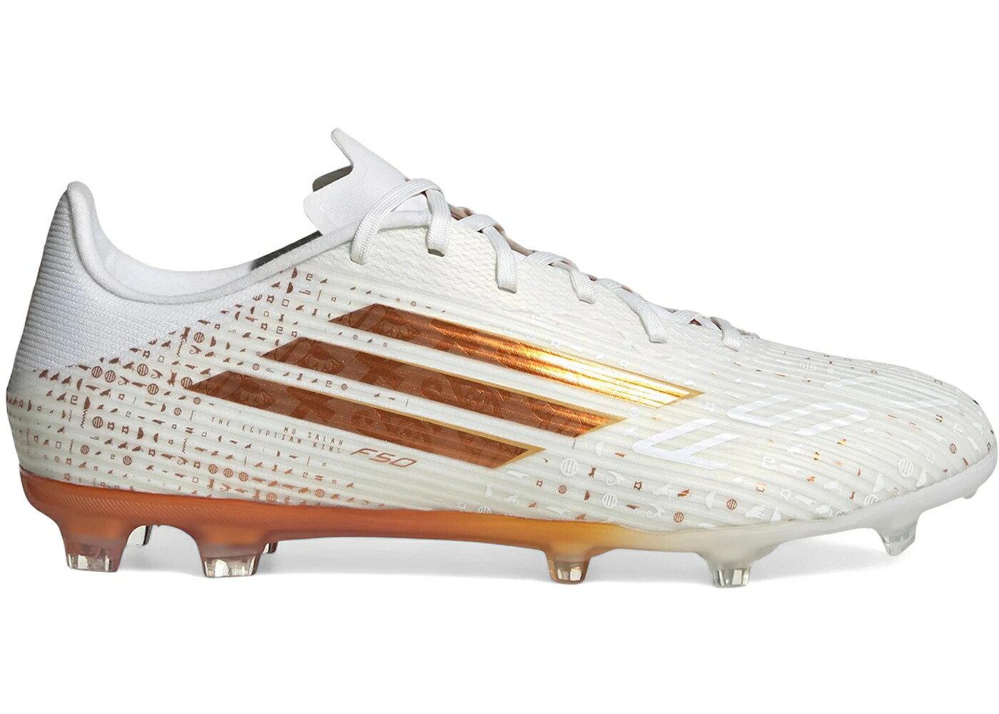 アディダス 白色 ホワイト ゴールド MET. スニーカー メンズ ADIDAS F50 LEAGUE FG/MG MO SALAH THE EGYPTIAN KING / CLOUD WHITE THERMAL GOLD MET.