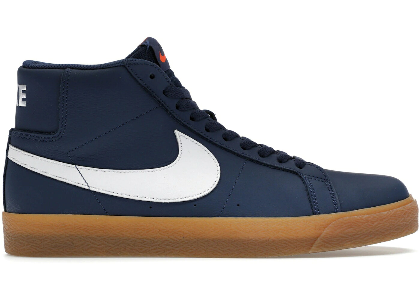 ナイキ エスビー ズーム ブレイザー ミッド 橙 オレンジ 紺色 ネイビー 白色 ホワイト スニーカー メンズ NIKE SB ZOOM BLAZER MID ORANGE LABEL NAVY GUM / NAVY WHITE NAVY