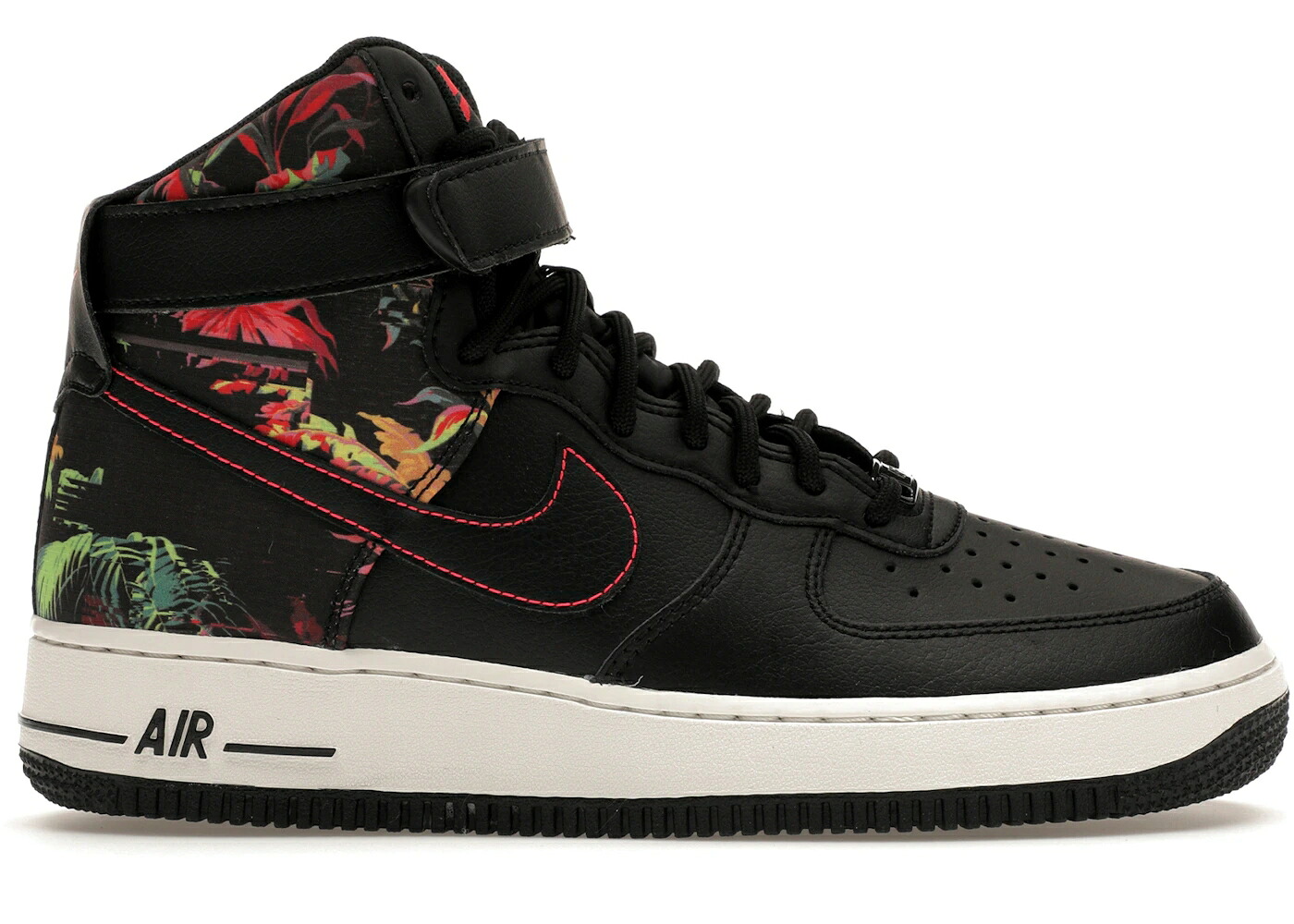 ナイキ ハイ 黒色 ブラック 赤 レッド 白色 ホワイト エアフォース スニーカー メンズ NIKE AIR FORCE 1 HIGH FLORAL / BLACK RED ORBIT SUMMIT WHITE|スニケス