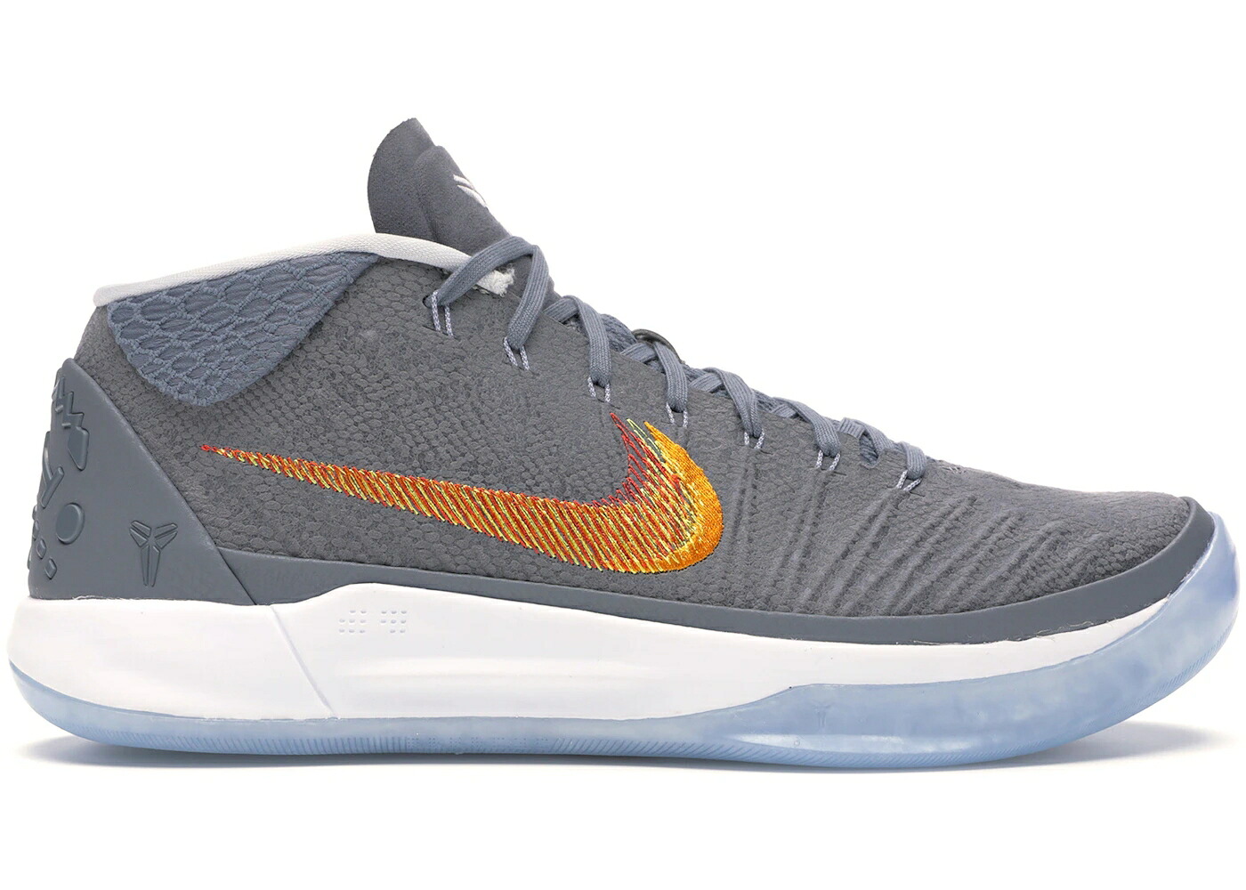 ナイキ コービー ミッド 薄墨色 薄墨色 赤 赤いこと A.D. スニーカー メンズ NIKE KOBE MID GREY SNAKE / CHROME HABANERO RED CIRCUIT