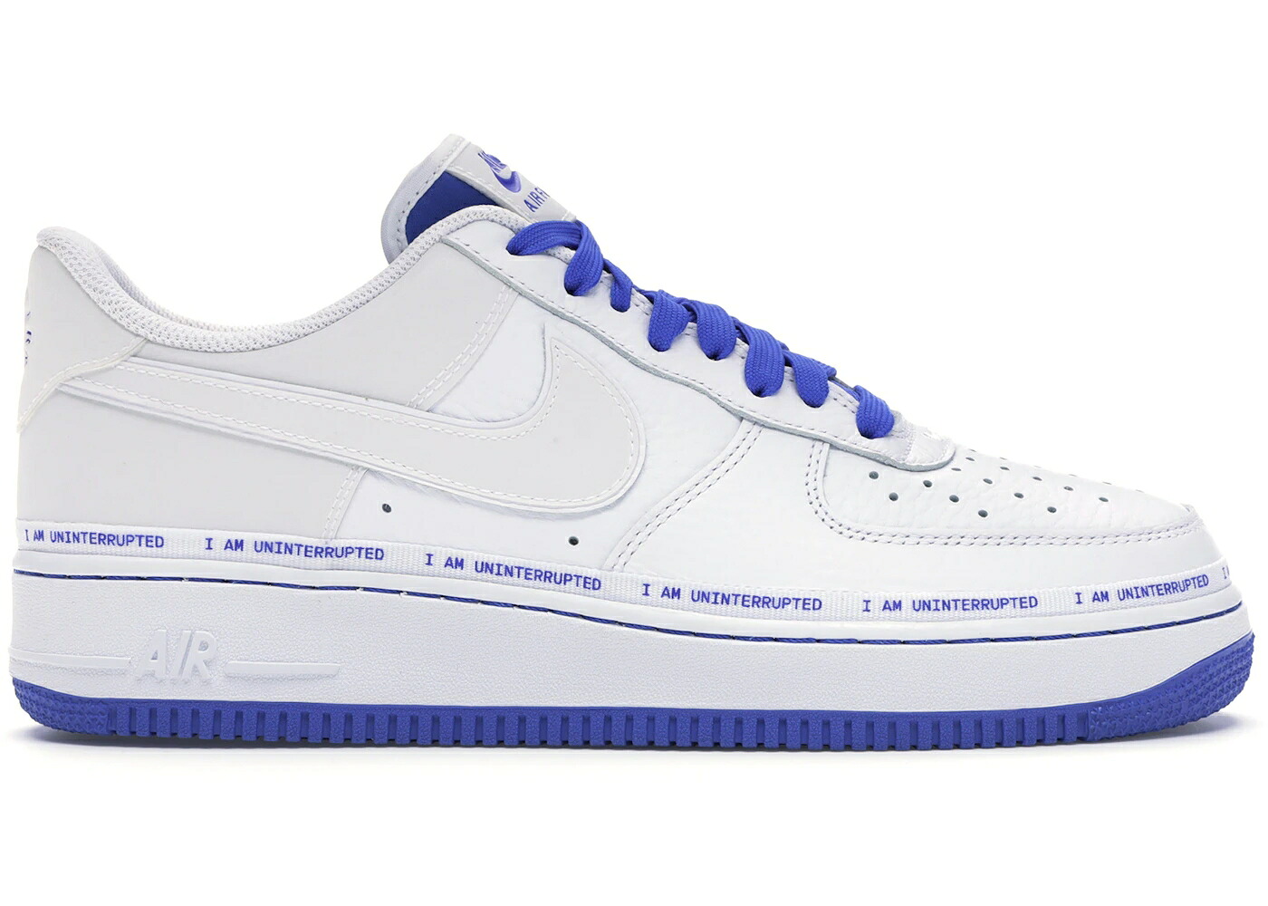 ナイキ 白いこと 白いこと 取り組み 空軍 取り組みロイヤル 青 青色 スニーカー メンズ NIKE AIR FORCE 1 LOW UNINTERRUPTED MORE THAN AN ATHLETE / WHITE WHITE GAME ROYAL