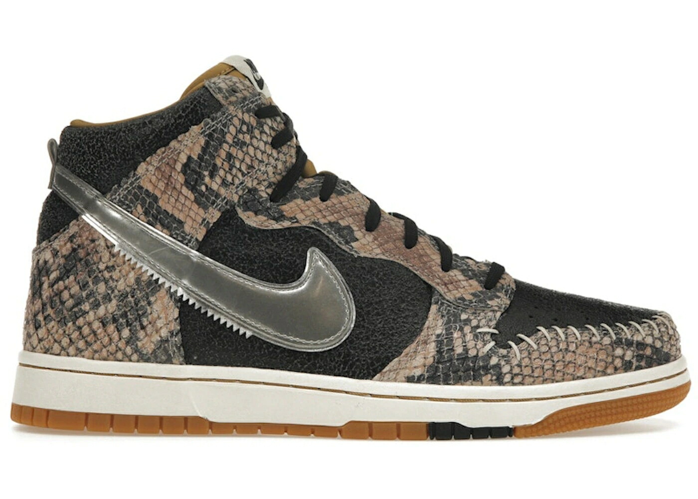 ナイキ ダンク ハイ 黒色 ブラック 銀色 シルバー ダンクハイ スニーカー メンズ NIKE DUNK HIGH CMFT SNAKESKIN / BLACK METALLIC SILVER SAIL