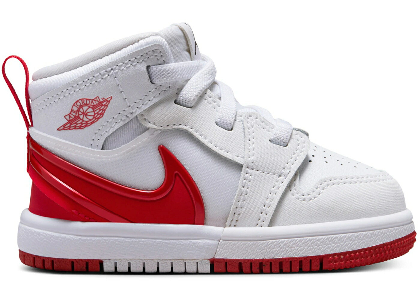 ナイキ ジョーダン ミッド 白色 ホワイト 黒色 ブラック 赤 レッド ジュニア キッズ JORDAN 1 MID RM EASYON WHITE BLACK UNIVERSITY RED (TD) / WHITE BLACK UNIVERSITY RED