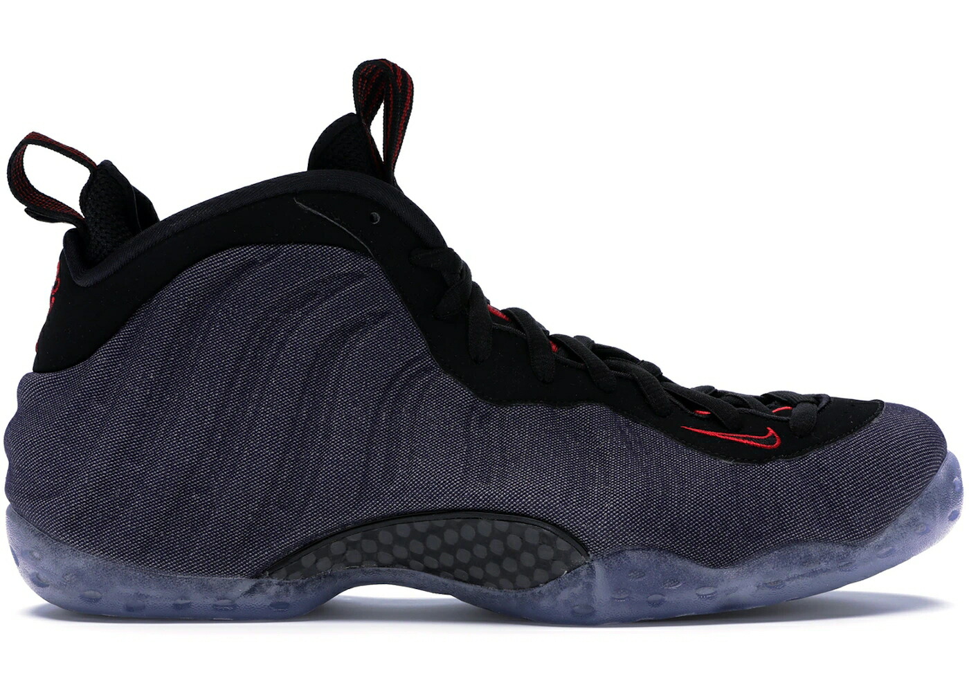 ナイキ フォームポジット デニム 黒色 ブラック 赤 レッド エアフォームポジットワン スニーカー メンズ NIKE AIR FOAMPOSITE ONE DENIM / OBSIDIAN BLACK UNIVERSITY RED