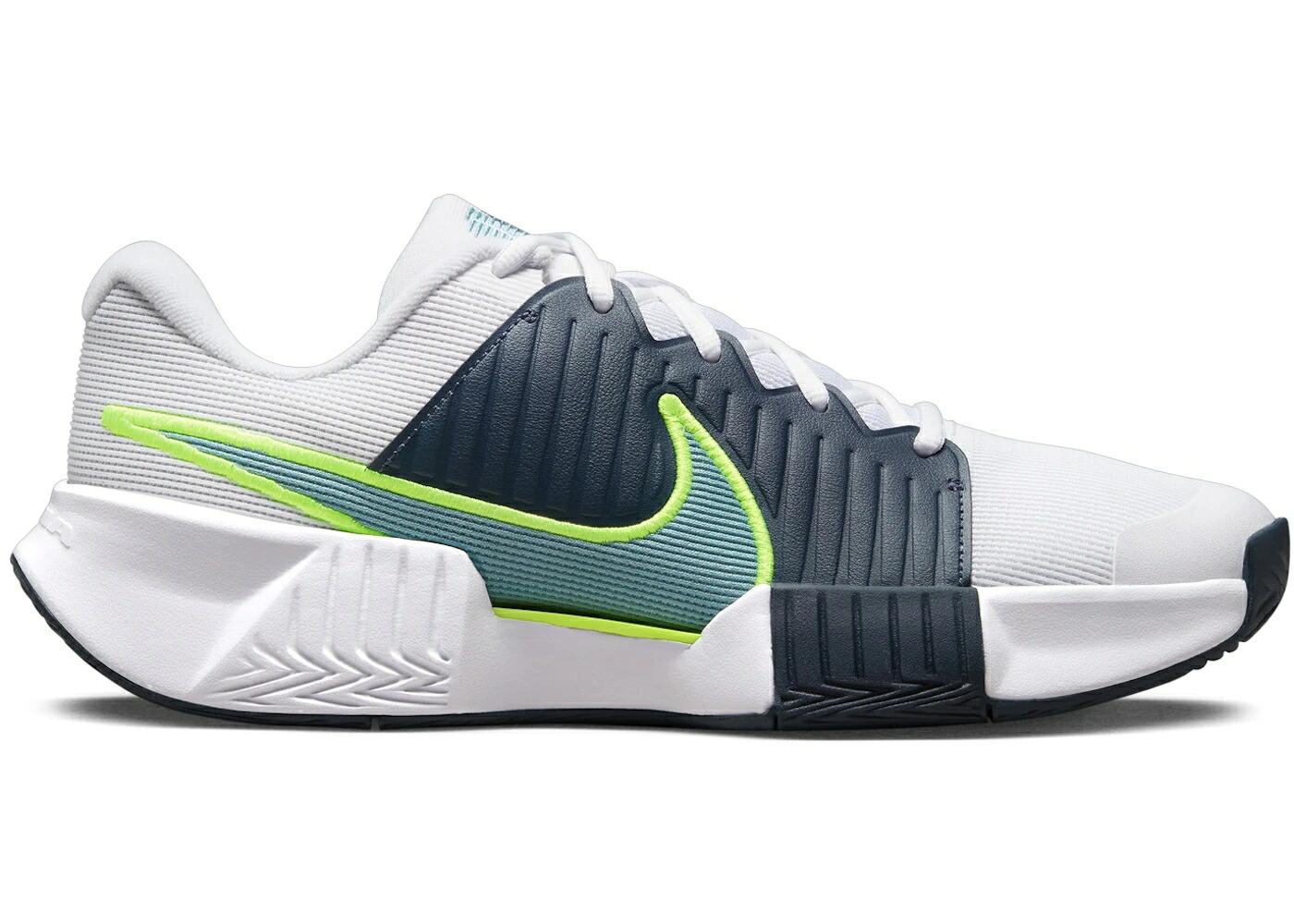 ナイキ プロ 白色 ホワイト 紺色 ネイビー デニム スニーカー メンズ NIKE GP CHALLENGE PRO HC WHITE ARMORY NAVY VOLT DENIM TURQUOISE / WHITE ARMORY NAVY VOLT DENIM
