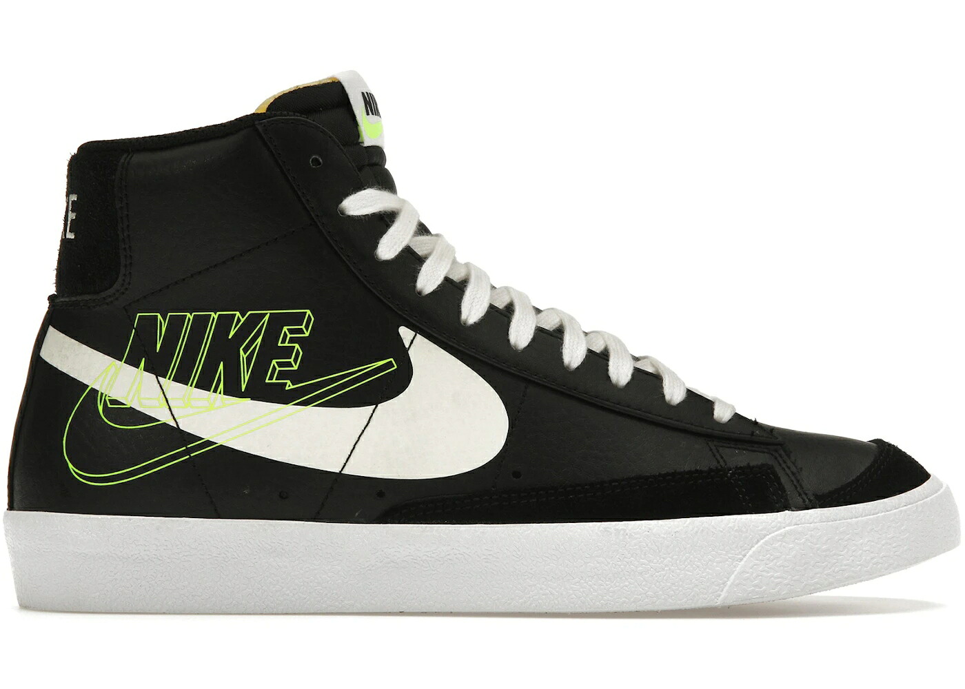 ナイキ ブレイザー ミッド ビンテージ ヴィンテージ リベンジ ロゴ 黒色 ブラック 白色 ホワイト スニーカー メンズ NIKE BLAZER MID 77 VINTAGE REVERSE LOGO BLACK / BLACK SAIL WHITE VOLT