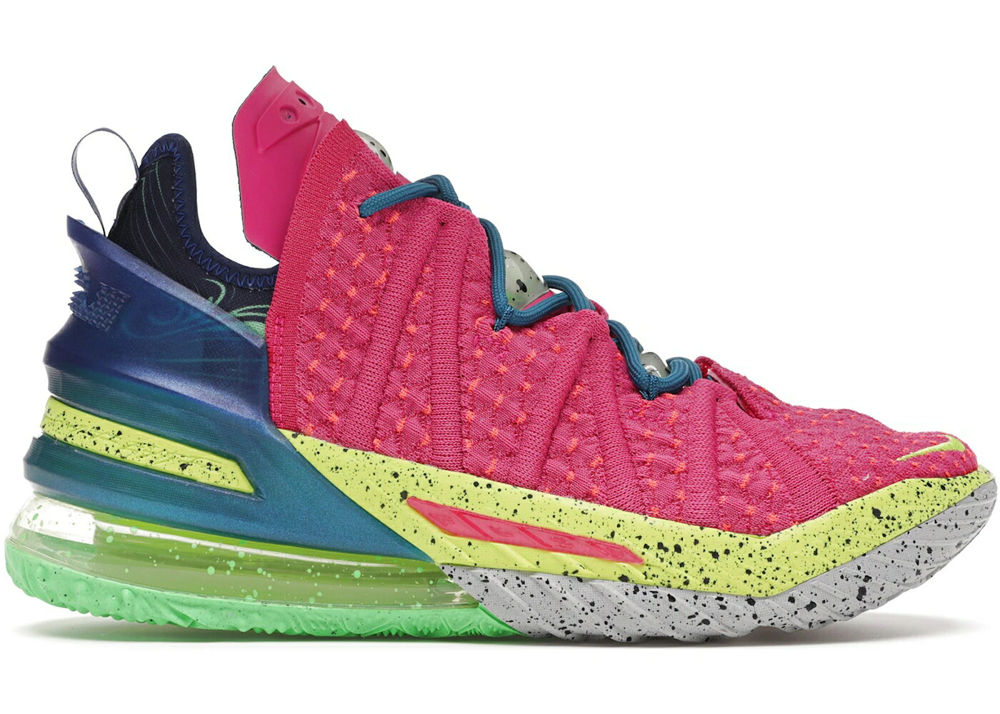 ナイキ レブロン ナイト ピンク 青色 ブルー ロサンゼルス スニーカー メンズ NIKE LEBRON 18 LOS ANGELES BY NIGHT / PINK PRIME MULTI COLOR BLUE VOID