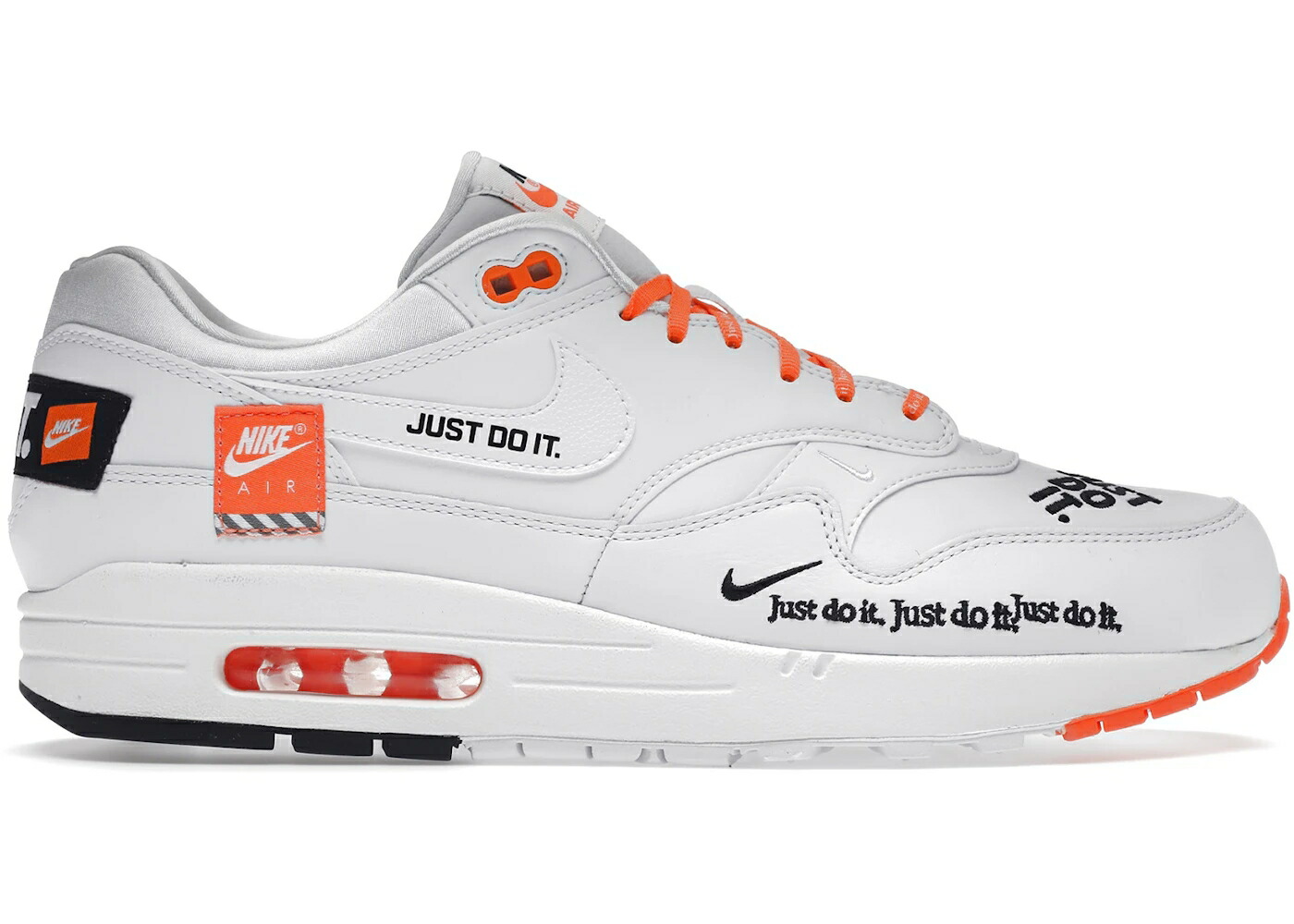 ナイキ マックス 白いこと 白いこと 橙 オレンジ色 大気圏マックス スニーカー メンズ NIKE AIR MAX 1 JUST DO IT PACK WHITE / WHITE WHITE TOTAL ORANGE