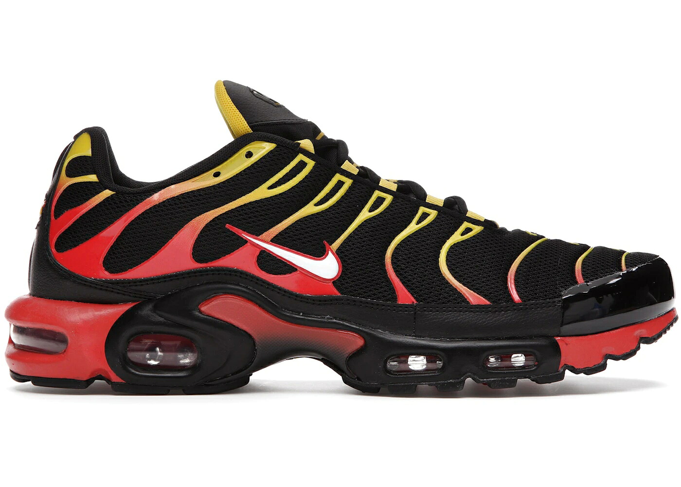 ナイキ マックス 黒色 ブラック 赤 レッド 黄色 イエロー 白色 ホワイト エアマックスプラス スニーカー メンズ NIKE AIR MAX PLUS GRADIENT BLACK RED YELLOW / BLACK HABANERO RED WHITE YELLOW